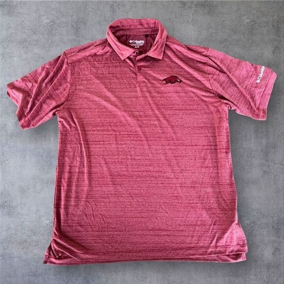 Columbia Arkansas Razorbacks Men's XL Red Polo Shirt Short Sleeve - Picture 1 of 6
